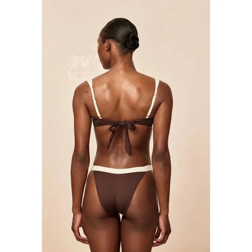 MONDAY Swimwear Santorini Bikini Bottoms in Espresso Ivory